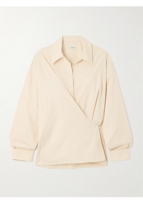 LEMAIRE - Twist-front Cotton-poplin Wrap Shirt - Cream - FR 34,FR 36,FR 38,FR 40,FR 42,FR 44