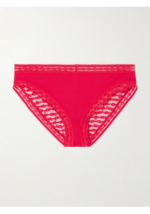Eres - Bubble Elixir Stretch-jersey And Lace Briefs - Red - FR 36,FR 38,FR 40,FR 42,FR 44