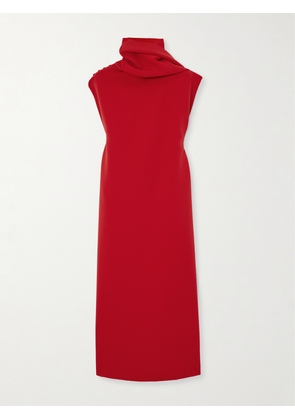 CARVEN - Scarf-detailed Crepe Midi Dress - Red - FR 34,FR 36,FR 38,FR 40