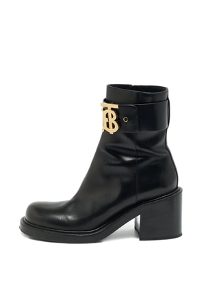 Burberry Pre-Owned Westella logo-strap ankle boots - Black