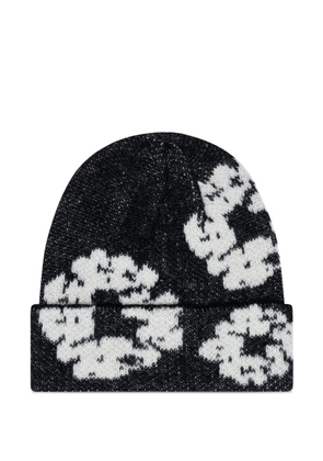 Denim Tears flower-embroidery cotton beanie - Black