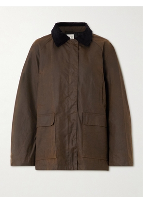 TOTEME - Oversized Corduroy-trimmed Waxed Organic Cotton Jacket - Brown - DK30,DK32,DK34,DK36,DK38,DK40,DK42,DK44