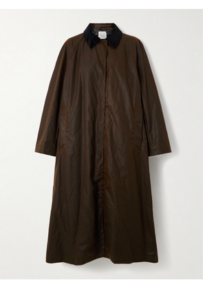 TOTEME - Corduroy-trimmed Waxed Organic Cotton Coat - Brown - DK32,DK34,DK36,DK38,DK40,DK42