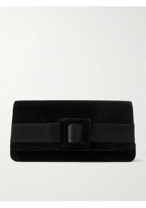 Manolo Blahnik - Maygot Buckle-embellished Satin-trimmed Velvet Clutch - Black - One size