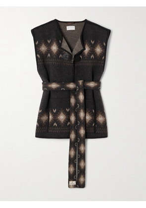 We Norwegians - Hovden Belted Leather-trimmed Wool Vest - Brown - XS/S,M/L