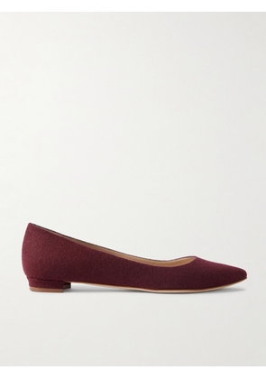 Manolo Blahnik - Lanza Bb Wool Point-toe Flats - Burgundy - IT37,IT37.5,IT38,IT38.5,IT39,IT39.5,IT40,IT40.5,IT41,IT41.5,IT42,IT43