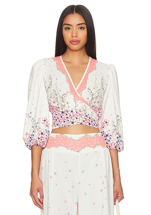 Agua Bendita x REVOLVE Asia Cropped Blouse in Ivory. Size L. Also in XL, XXL.