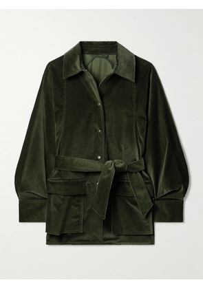 Max Mara - Mattia Belted Cotton-blend Corduroy Jacket - Green - UK 4,UK 6,UK 8,UK 10,UK 12