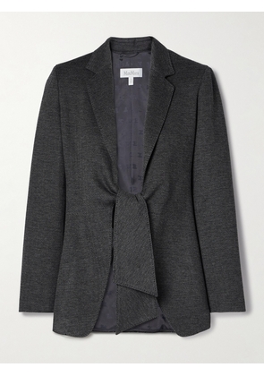 Max Mara - Monia Tie-front Herringbone Wool-blend Blazer - Black - UK 4,UK 6,UK 8,UK 10,UK 12,UK 14,UK 16,UK 18