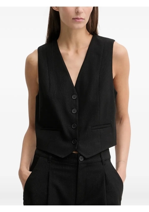 Marc O'Polo button striped V-neck top - Black