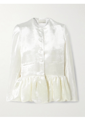 LIBEROWE - Velvet Peplum Jacket - Ivory - x small,small,medium,large,x large