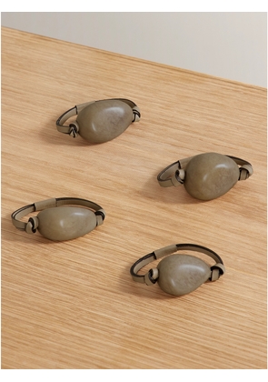 Hunting Season - Set Of Four Leather And Tagua Napkin Rings - Neutrals - One size