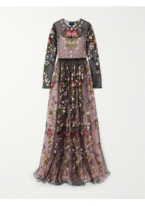 Giambattista Valli - Belted Pleated Embroidered Tulle Gown - Black - IT38,IT40,IT42