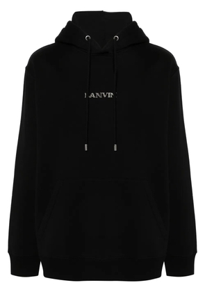 Lanvin logo-embroidered cotton hoodie - Black