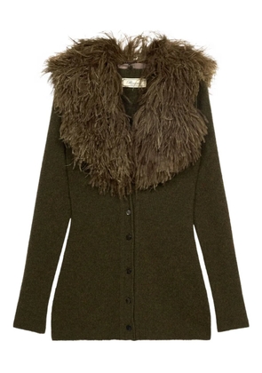 Blumarine feather-embellished wool cardigan - Green