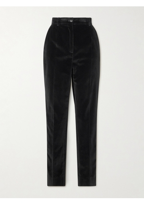 Dolce & Gabbana - Satin-trimmed Cotton-blend Velvet Slim-leg Pants - Black - IT36,IT38,IT40,IT42,IT44,IT46,IT48,IT50