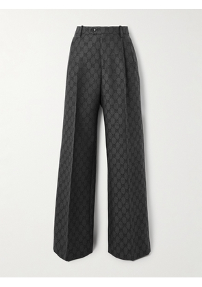 Gucci - Pleated Wool-jacquard Wide-leg Pants - Gray - IT34,IT36,IT38,IT40,IT42,IT44,IT46,IT48,IT50,IT52