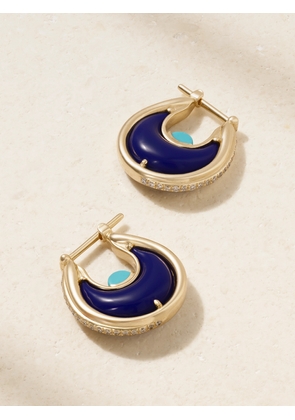 L’Atelier Nawbar - Diana Small 18-karat Gold Multi-stone Hoop Earrings - Blue - One size