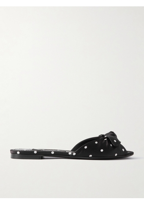 Dolce & Gabbana - Bianca Bow-embellished Polka-dot Satin-twill Slides - Black - IT35,IT36,IT36.5,IT37,IT37.5,IT38,IT38.5,IT39,IT39.5,IT40,IT40.5,IT41