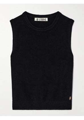 ÉTERNE - Sawyer Cropped Embellished Cashmere Tank - Black - XS/S,M/L