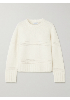 Calle Del Mar - Pointelle-knit Cashmere And Silk-blend Sweater - Cream - small,medium,large
