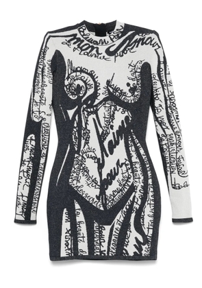Balmain body-motif embroidered mini dress - Black