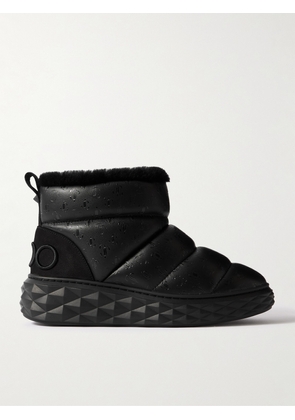 Jimmy Choo - Xan Shearling-lined Quilted Logo-embossed Leather Boots - Black - IT36,IT36.5,IT37,IT37.5,IT38,IT38.5,IT39,IT39.5,IT40,IT40.5,IT41,IT41.5,IT42