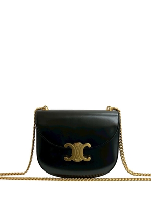 Celine Pre-Owned 2022 Teen Shiny Calfskin Triomphe Besace Clea Chain crossbody bag - Black