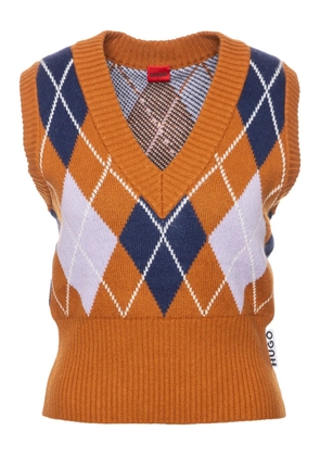 HUGO argyle-knit vest - Orange