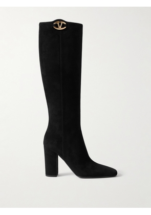 Valentino Garavani - Vlogo 100 Suede Knee Boots - Black - IT36,IT37,IT37.5,IT38,IT38.5,IT39,IT39.5,IT40,IT41,IT41.5