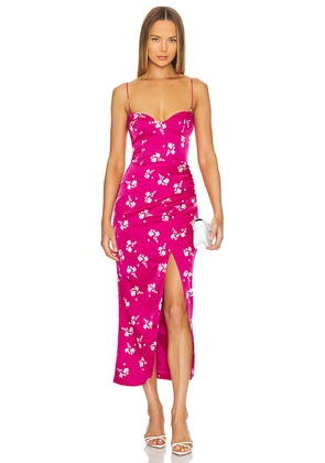 Bardot Amika Midi Dress in Fuchsia. Size 10. Also in 2, 4, 6, 8.