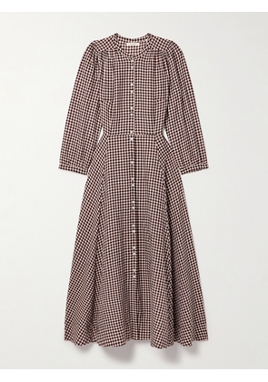DÔEN - Marielle Checked Organic Cotton-flannel Midi Dress - Brown - x small,small,medium,large,x large