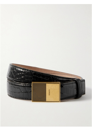 KHAITE - Elio Croc-effect Patent-leather Belt - Black - 70,75,80,85,90