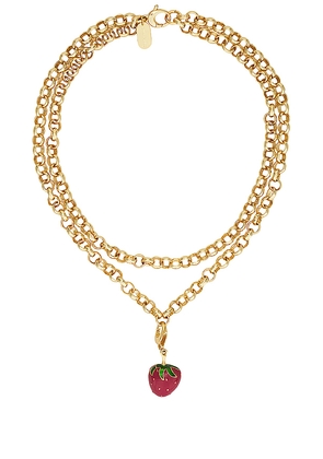 EMMA PILLS Juicy Af Necklace in Metallic Gold.