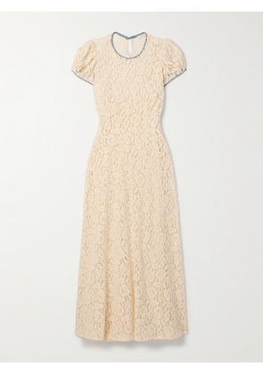 DÔEN - Katarina Satin-trimmed Corded Lace Midi Dress - Cream - x small,small,medium,large,x large