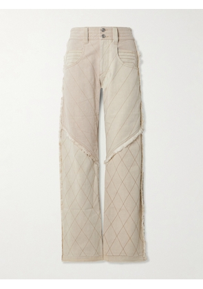 MARANT ÉTOILE - Shanila Paneled Frayed High-rise Wide-leg Jeans - Ecru - FR 34,FR 36,FR 38,FR 40,FR 42
