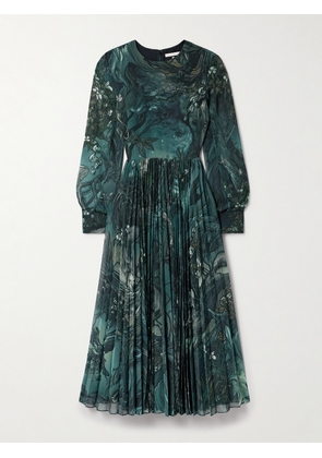 JASON WU COLLECTION - Printed Plissé-chiffon Midi Dress - Blue - US4,US6,US8