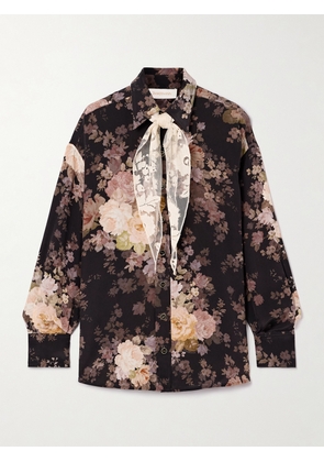 Zimmermann - Illustration Lace-trimmed Floral-print Silk Crepe De Chine Shirt - Multi - 00,0,1,2,3,4