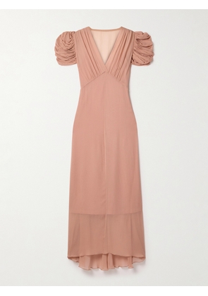 Zimmermann - Eden Asymmetric Gathered Silk-georgette Dress - Neutrals - 00,1,2,3,4