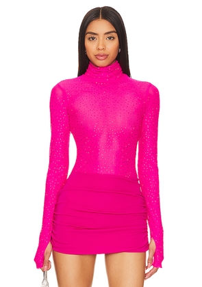 AFRM Milo Rhinestone Bodysuit in Pink. Size 1X. Also in 2X, XS, XXL.