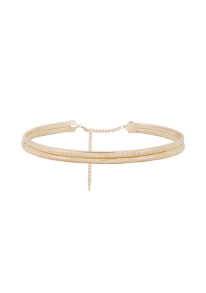 Ettika Wrap Around Flex Snake Chain Belt in Metallic Gold.