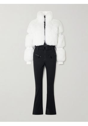 Goldbergh - Lieke Belted Faux Fur And Stretch-shell Ski Suit - Black - UK 6,UK 8,UK 10,UK 12,UK 14
