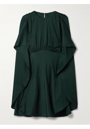Zimmermann - Eden Cape-effect Ruched Satin-twill Mini Dress - Green - 00,1,2,3,4