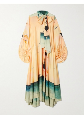 Zimmermann - Eden Pussy-bow Silk Maxi Dress - Yellow - x small,small,medium,large