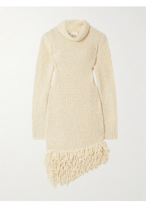 MARANT ÉTOILE - Fringed Wool-blend Bouclé Turtleneck Midi Dress - Ecru - FR 34,FR 36,FR 38,FR 40,FR 42