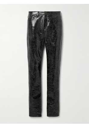 Isabel Marant - Crinkled Cotton-blend Vinyl Slim-leg Pants - Black - FR 34,FR 36,FR 38,FR 40,FR 42