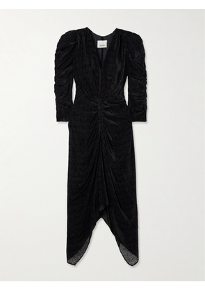 MARANT ÉTOILE - Nemil Gathered Devoré-chiffon Silk-blend Midi Dress - Black - FR 34,FR 36,FR 38,FR 40,FR 42,FR 44