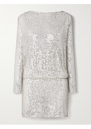 Retrofête - Danae Draped Embellished Tulle Mini Dress - Silver - xx small,x small,small,medium,large,x large