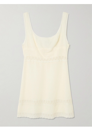 RIXO - Ronan Lace-trimmed Crepe Mini Dress - Cream - UK 6,UK 8,UK 10,UK 12,UK 14,UK 16,UK 18,UK 20
