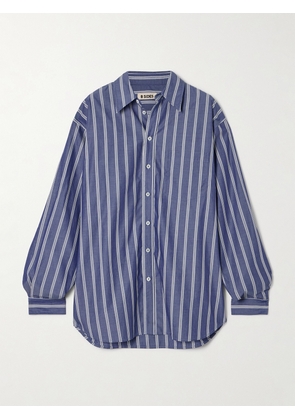 B SIDES - Nolan Striped Cotton-poplin Shirt - Blue - x small,small,medium,large